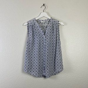 Joie white and blue sheers sleeveless top size small.